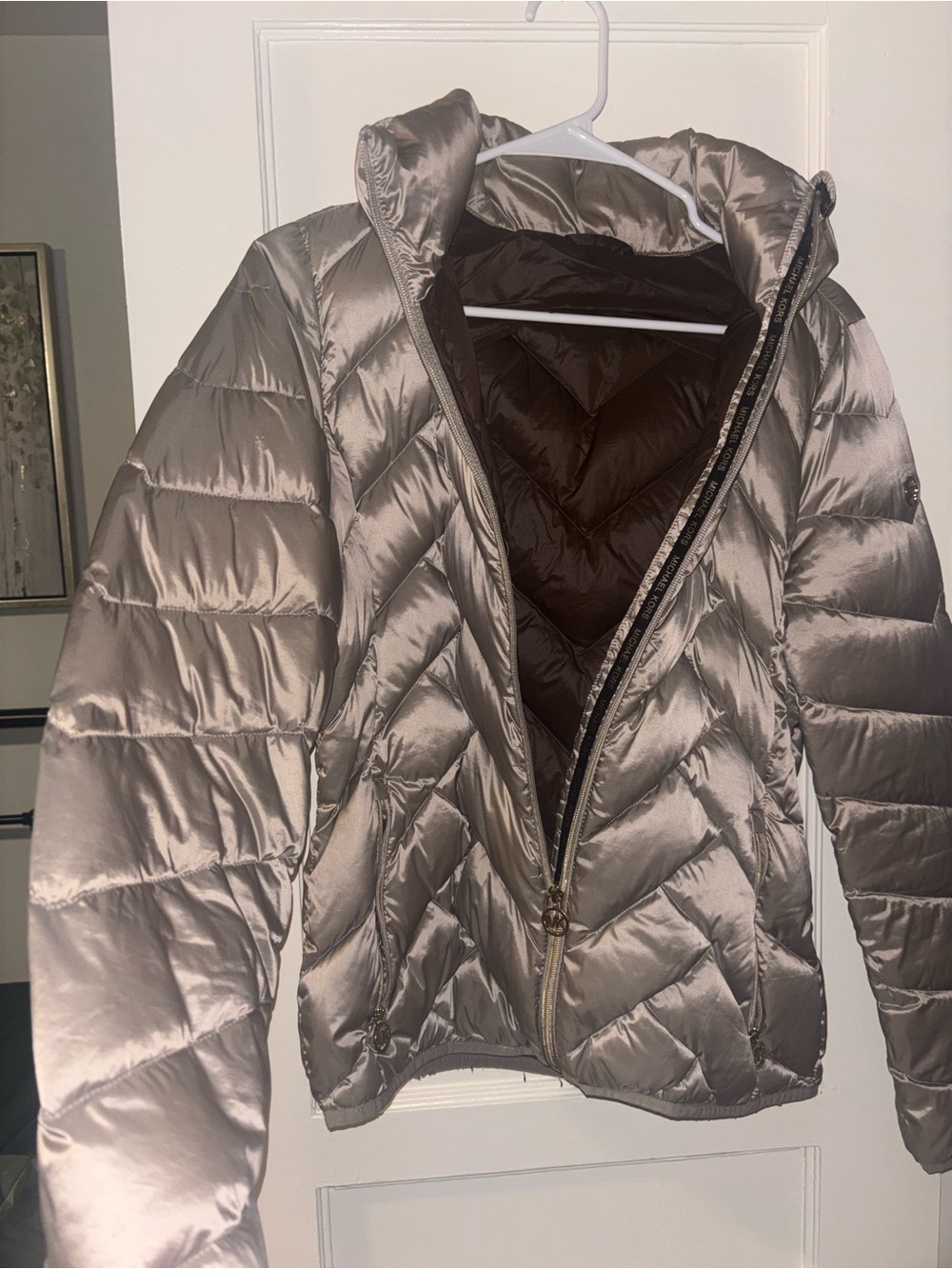 Women's Lightweight Quilted Puffer Jacket - Taupe